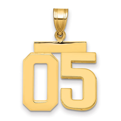 585 Gelbgold Charm „Zahl 05“ oben, mittelgroß, poliert
