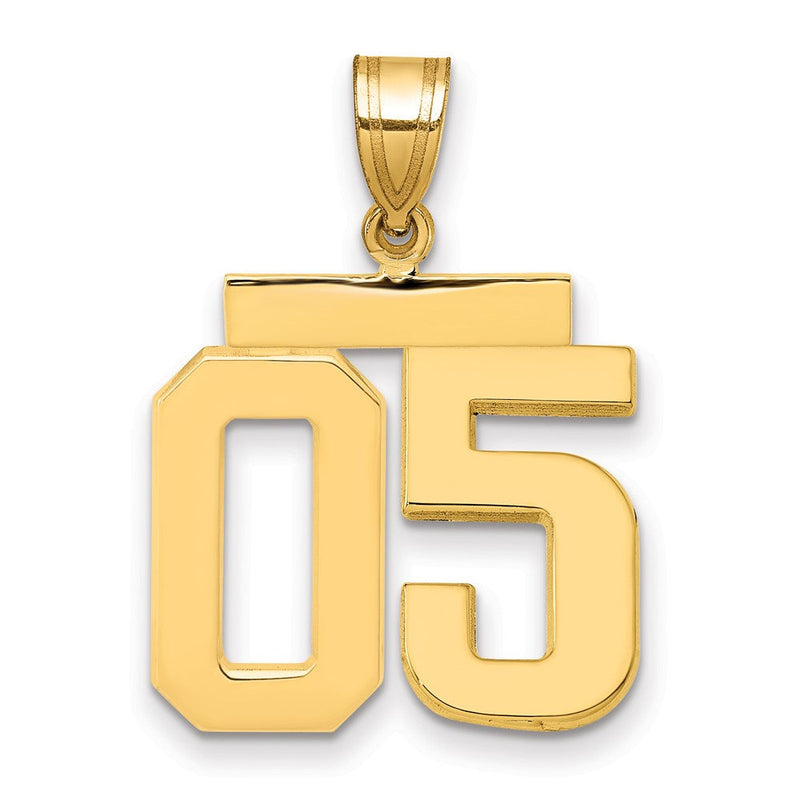 585 Gelbgold Charm „Zahl 05“ oben, mittelgroß, poliert
