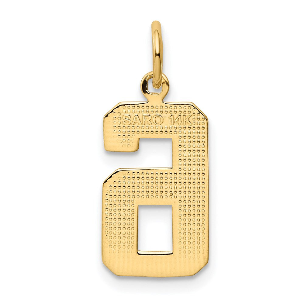 14K Gelbgold Charm „Zahl 6“, mittelgroß, poliert