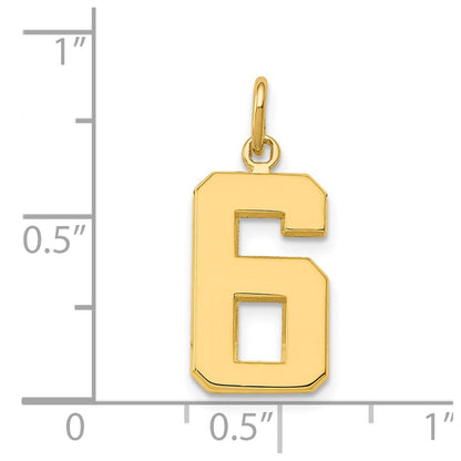 14K Gelbgold Charm „Zahl 6“, mittelgroß, poliert