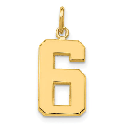 14K Gelbgold Charm „Zahl 6“, mittelgroß, poliert