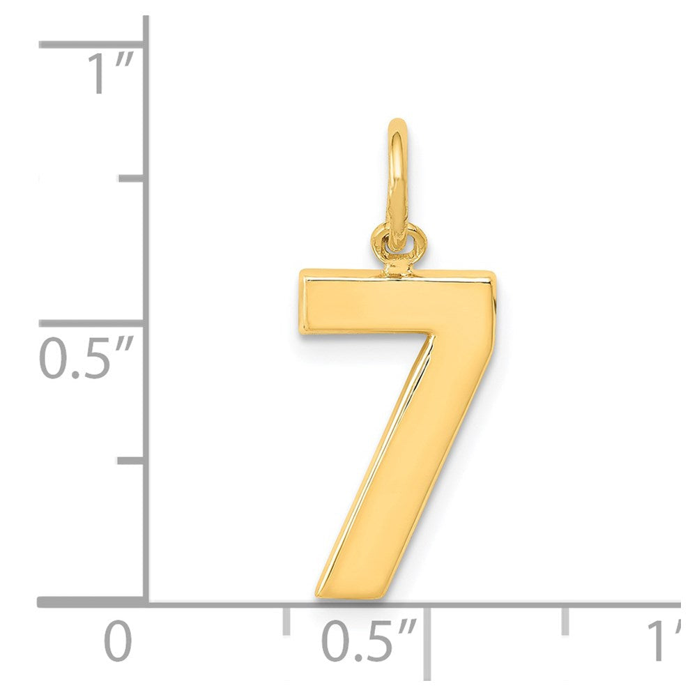 14K Gelbgold Mittel Poliert Zahl 7 Charm