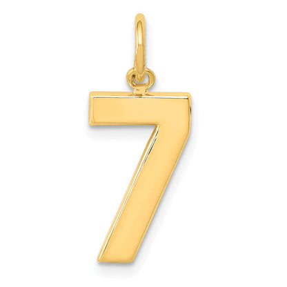 14K Gelbgold Mittel Poliert Zahl 7 Charm