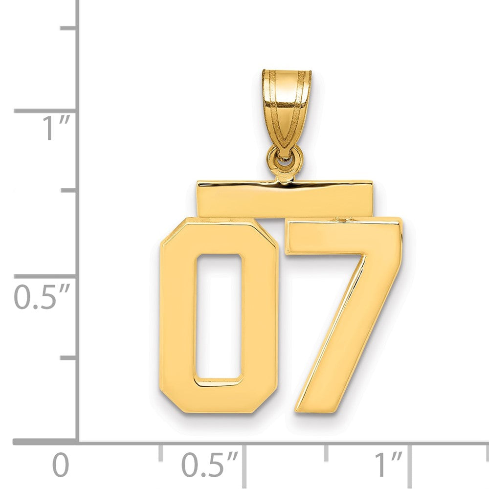 10K Gelbgold Mittel Poliert Zahl 07 Charm