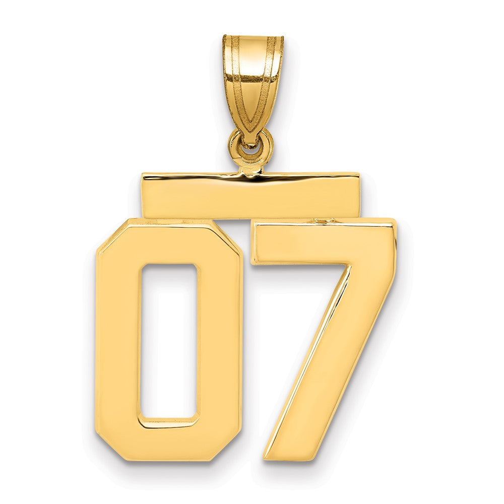 10K Gelbgold Mittel Poliert Zahl 07 Charm