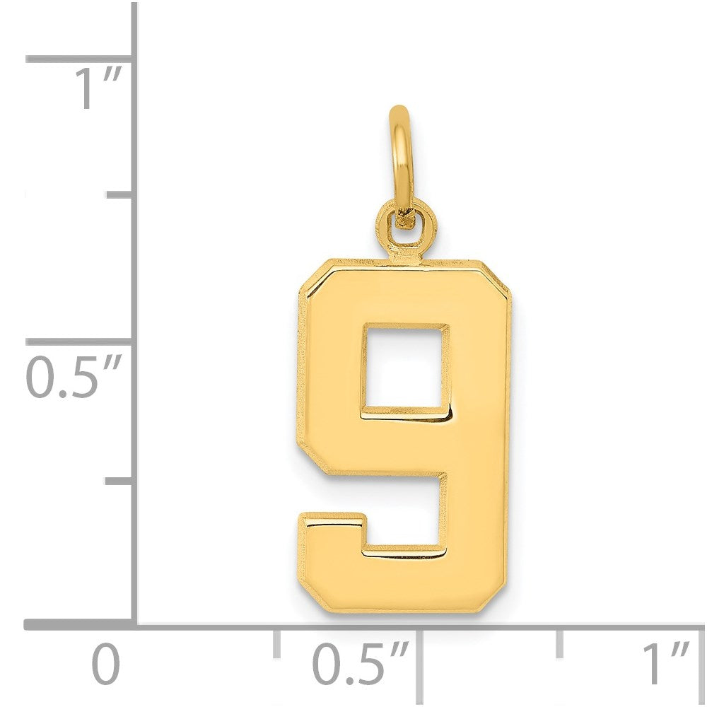 14K Gelbgold Charm „Zahl 9“, mittelgroß, poliert