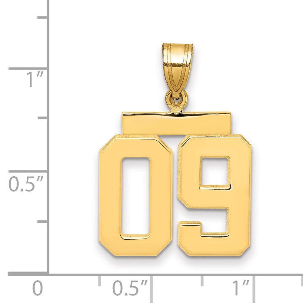 10K Gelbgold Mittel Poliert Zahl 09 Charm