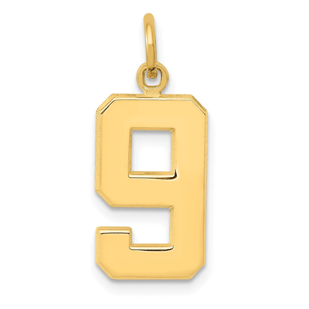 14K Gelbgold Charm „Zahl 9“, mittelgroß, poliert