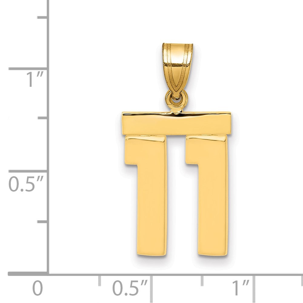 14K Gelbgold Mittlerer Polierter Zahl-11-Charm