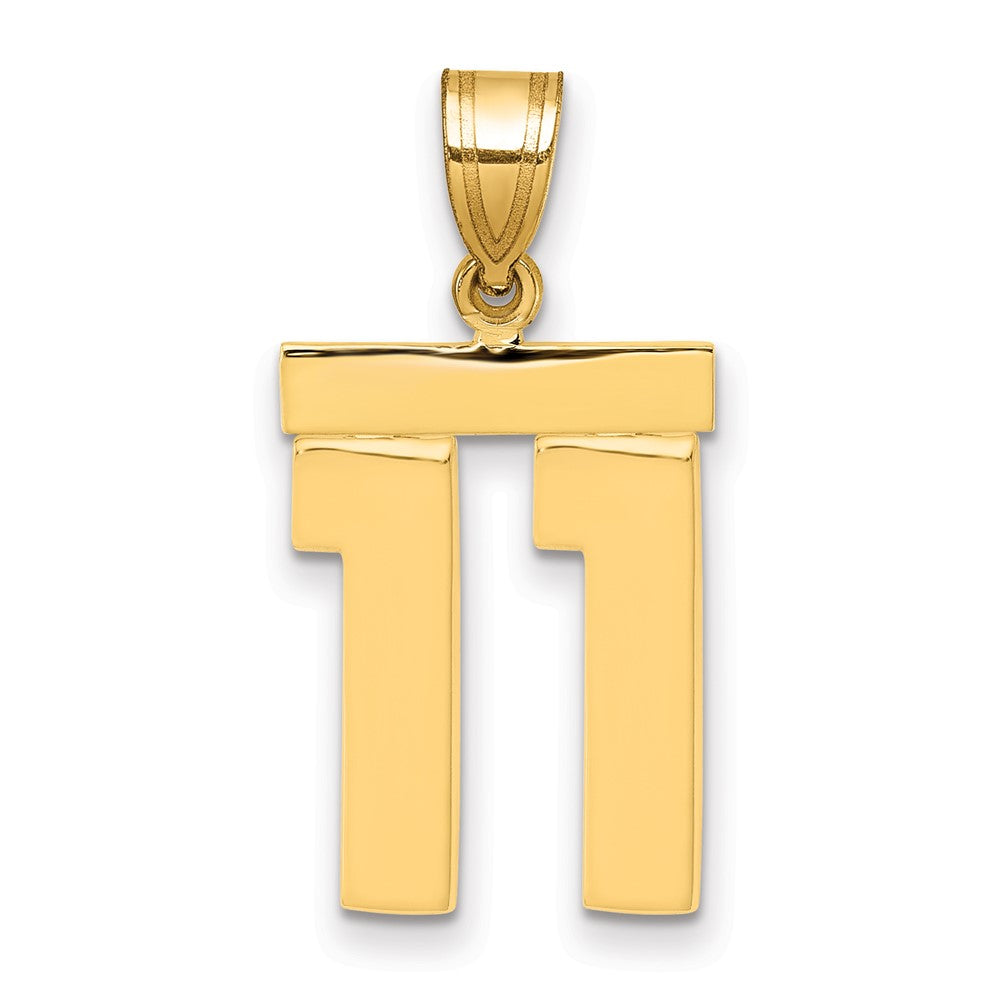 14K Gelbgold Mittlerer Polierter Zahl-11-Charm