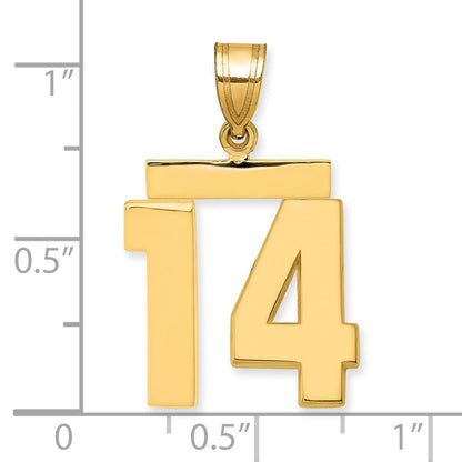 14K Gelbgold Nummer-14-Charm, mittelgroß, poliert