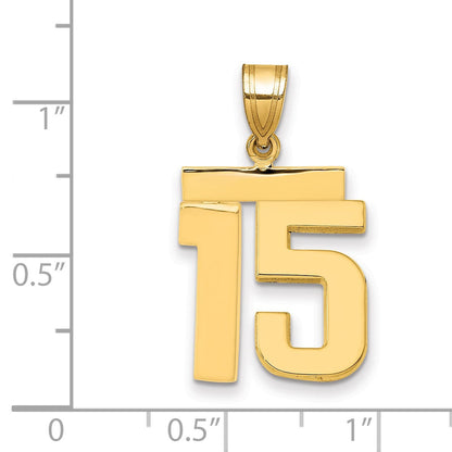14K Gelbgold Mittelgroßer Polierter Zahl-15-Charm