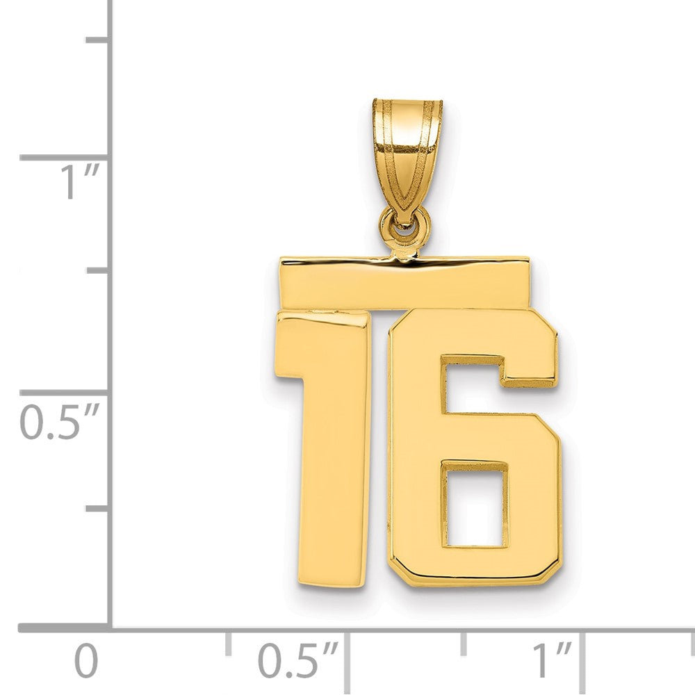 14K Gelbgold Mittelgroßer Polierter Zahl-16-Charm