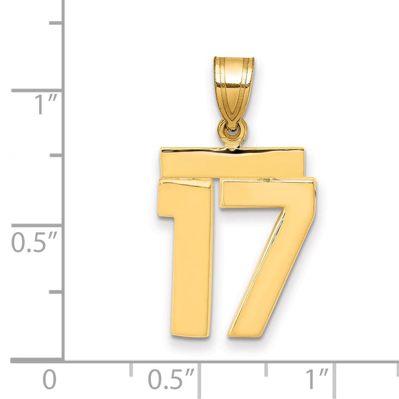 14K Gelbgold Mittelgroßer Polierter Zahl-17-Charm