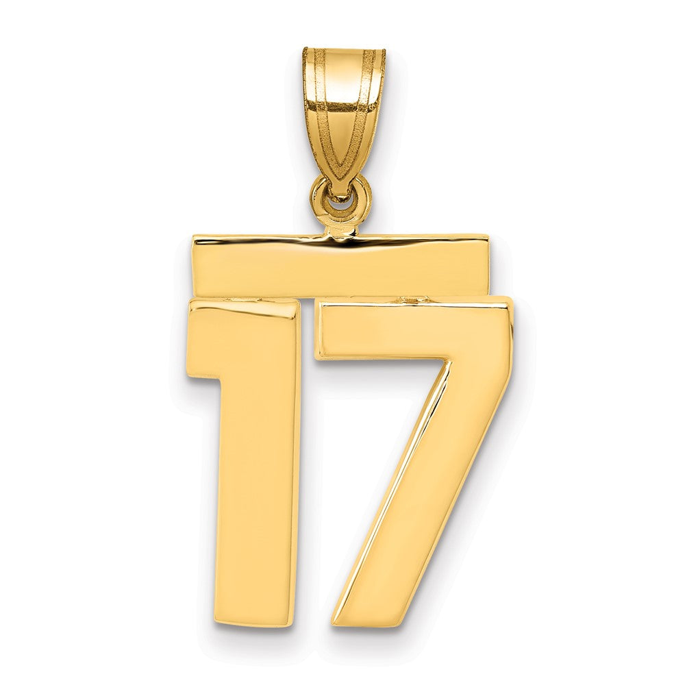 10K Gelbgold Mittel Poliert Zahl 17 Charm