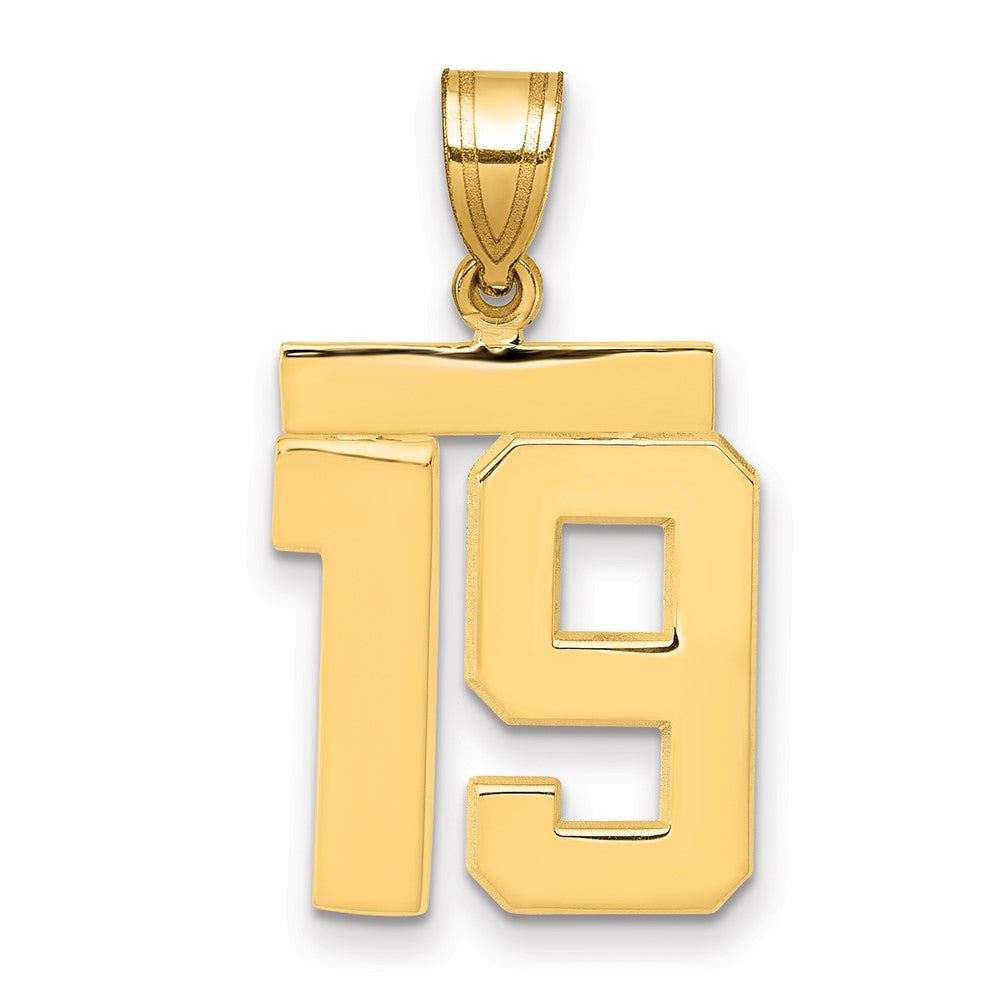 14K Gelbgold Mittlerer Polierter Zahl-19-Charm
