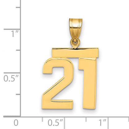 10K Gelbgold Mittel Poliert Zahl 21 Charm