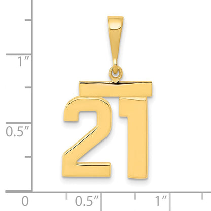 14K Gelbgold Zahl 21 Charm, mittelgroß, poliert