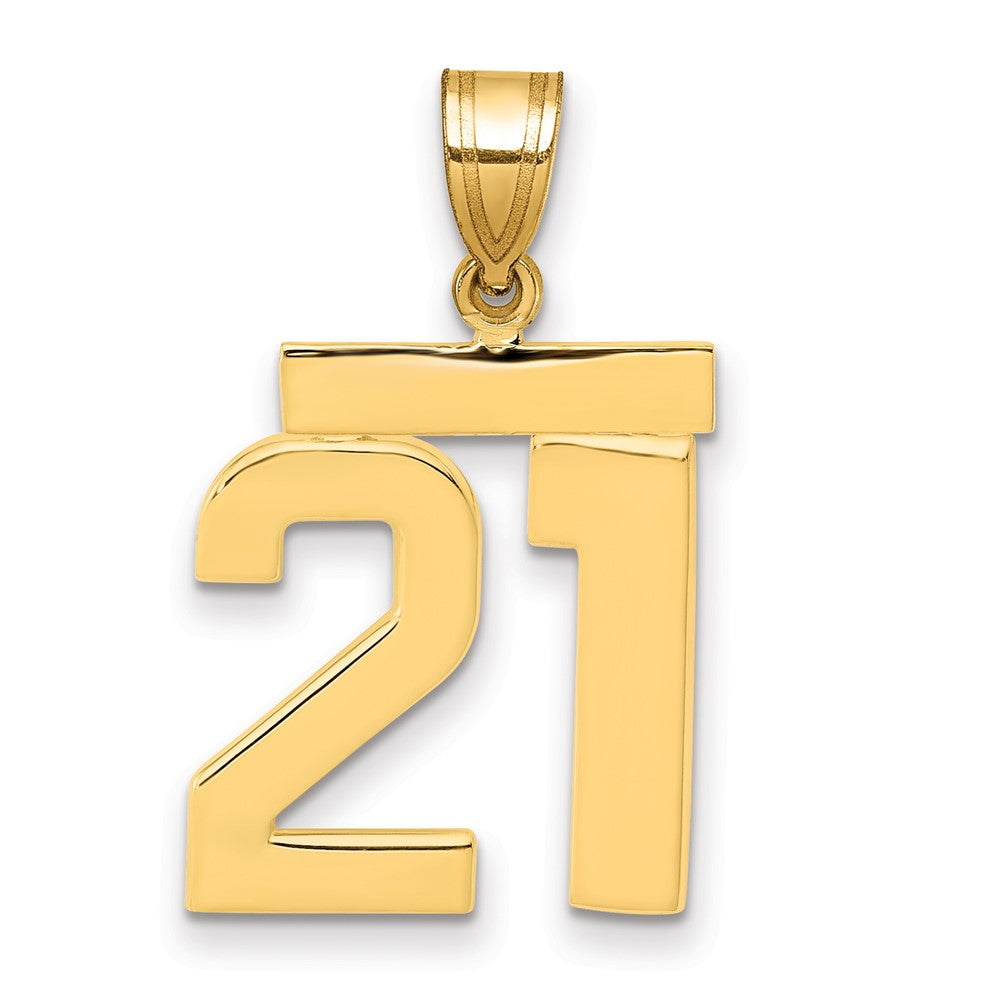 10K Gelbgold Mittel Poliert Zahl 21 Charm