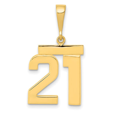14K Gelbgold Zahl 21 Charm, mittelgroß, poliert