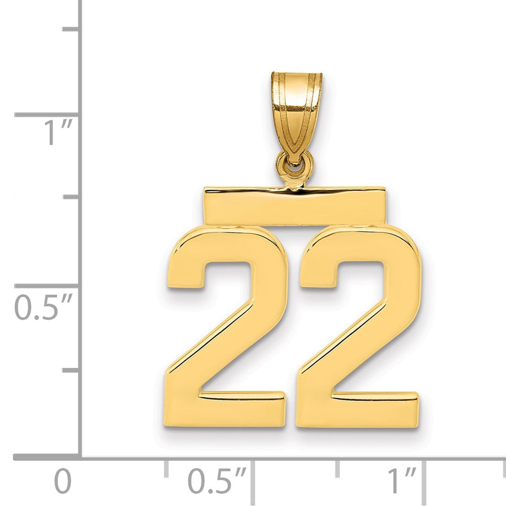 10K Gelbgold Mittel Poliert Zahl 22 Charm