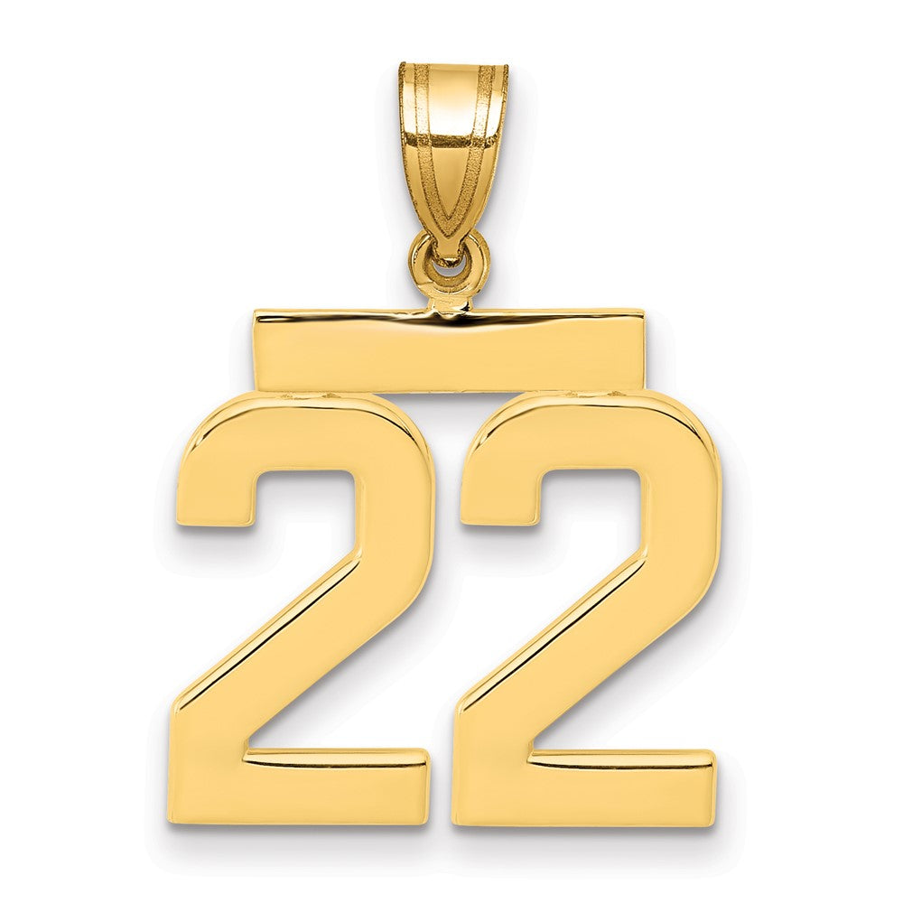 10K Gelbgold Mittel Poliert Zahl 22 Charm