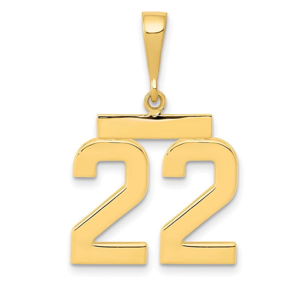 14K Gelbgold Zahl-22-Charm, mittelgroß, poliert