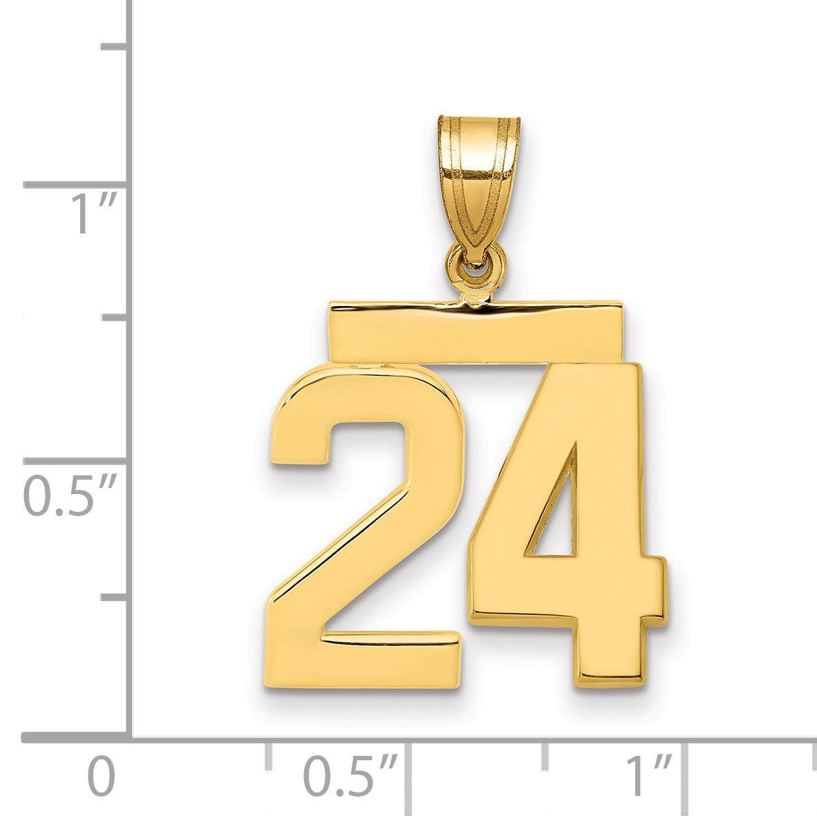 585 Gelbgold Mittlerer Polierter Zahl-24-Charm