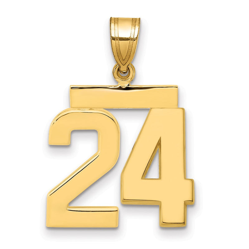 585 Gelbgold Mittlerer Polierter Zahl-24-Charm