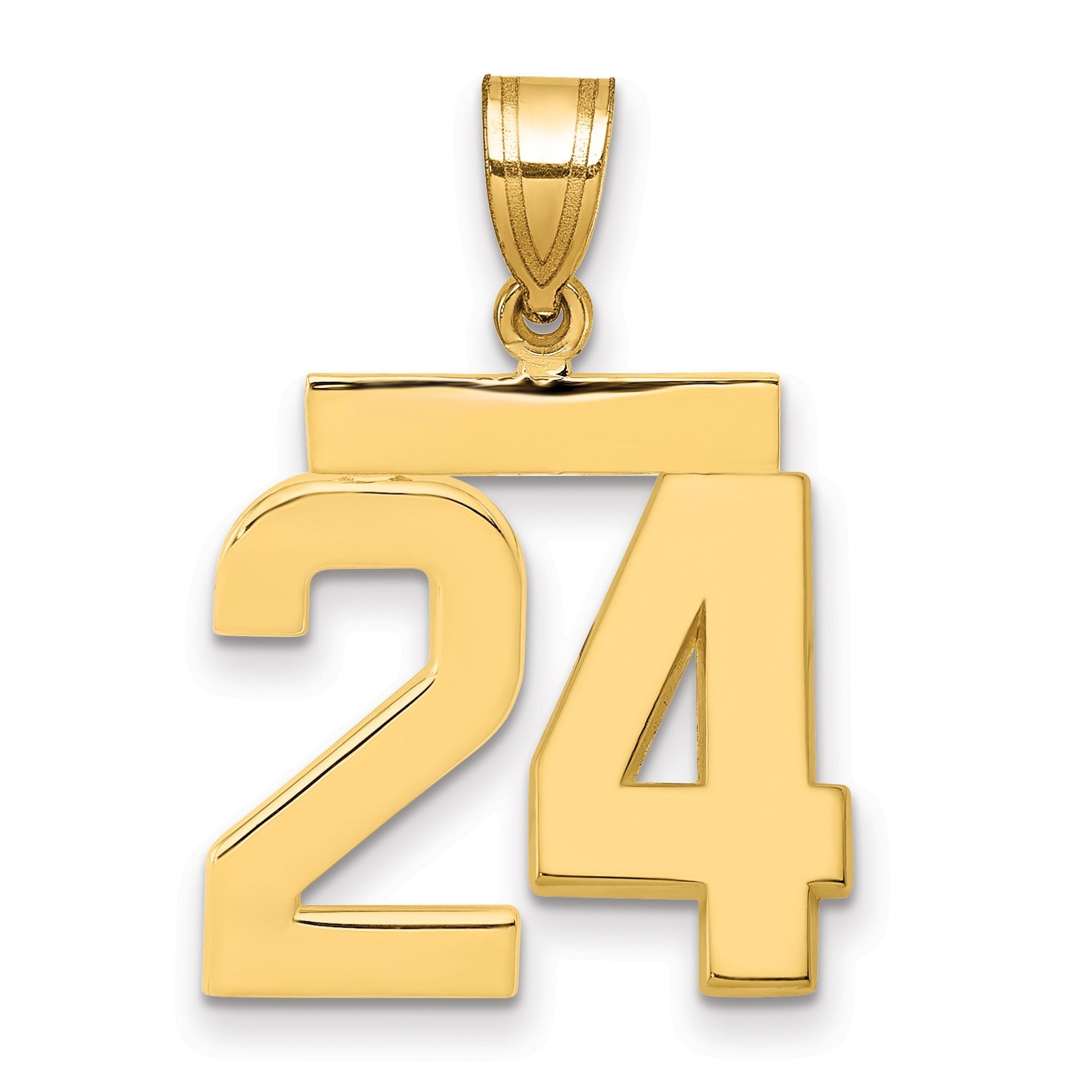 585 Gelbgold Mittlerer Polierter Zahl-24-Charm