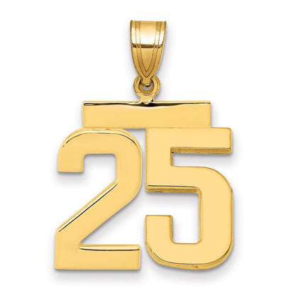 10K Gelbgold Mittel Poliert Zahl 25 Charm