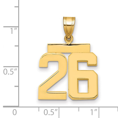 10K Gelbgold Mittel Poliert Zahl 26 Charm