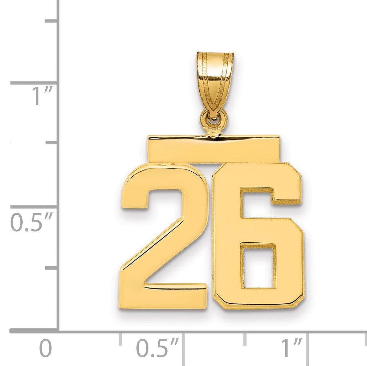 585 Gelbgold Zahl 26 Charm, mittelgroß, poliert