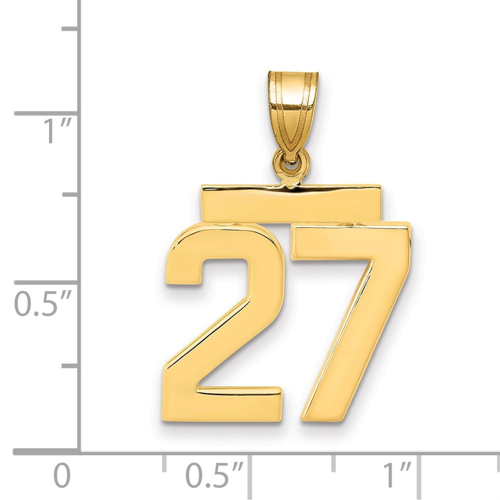 10K Gelbgold Mittel Poliert Zahl 27 Charm