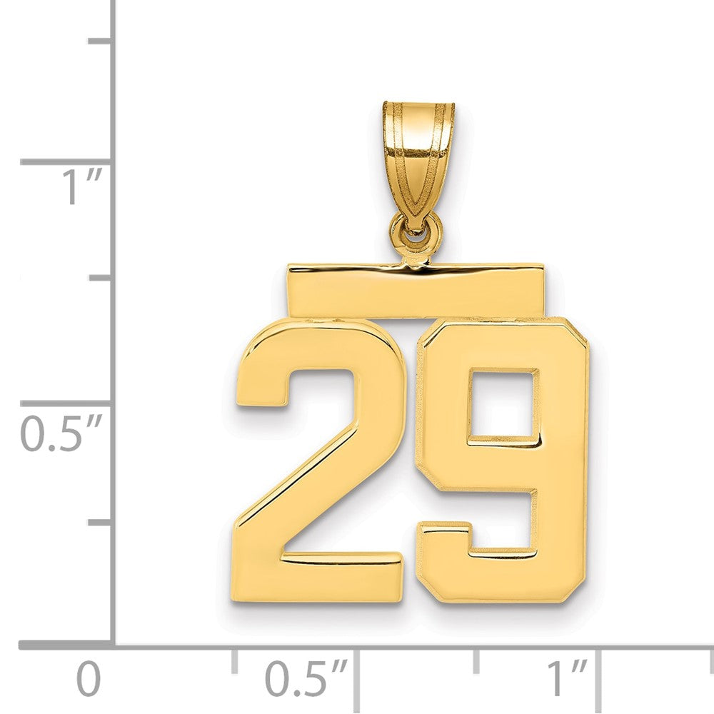 10K Gelbgold Mittel Poliert Zahl 29 Charm