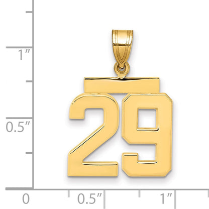 10K Gelbgold Mittel Poliert Zahl 29 Charm