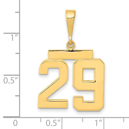 14K Gelbgold Charm „Nummer 29“, mittelgroß, poliert