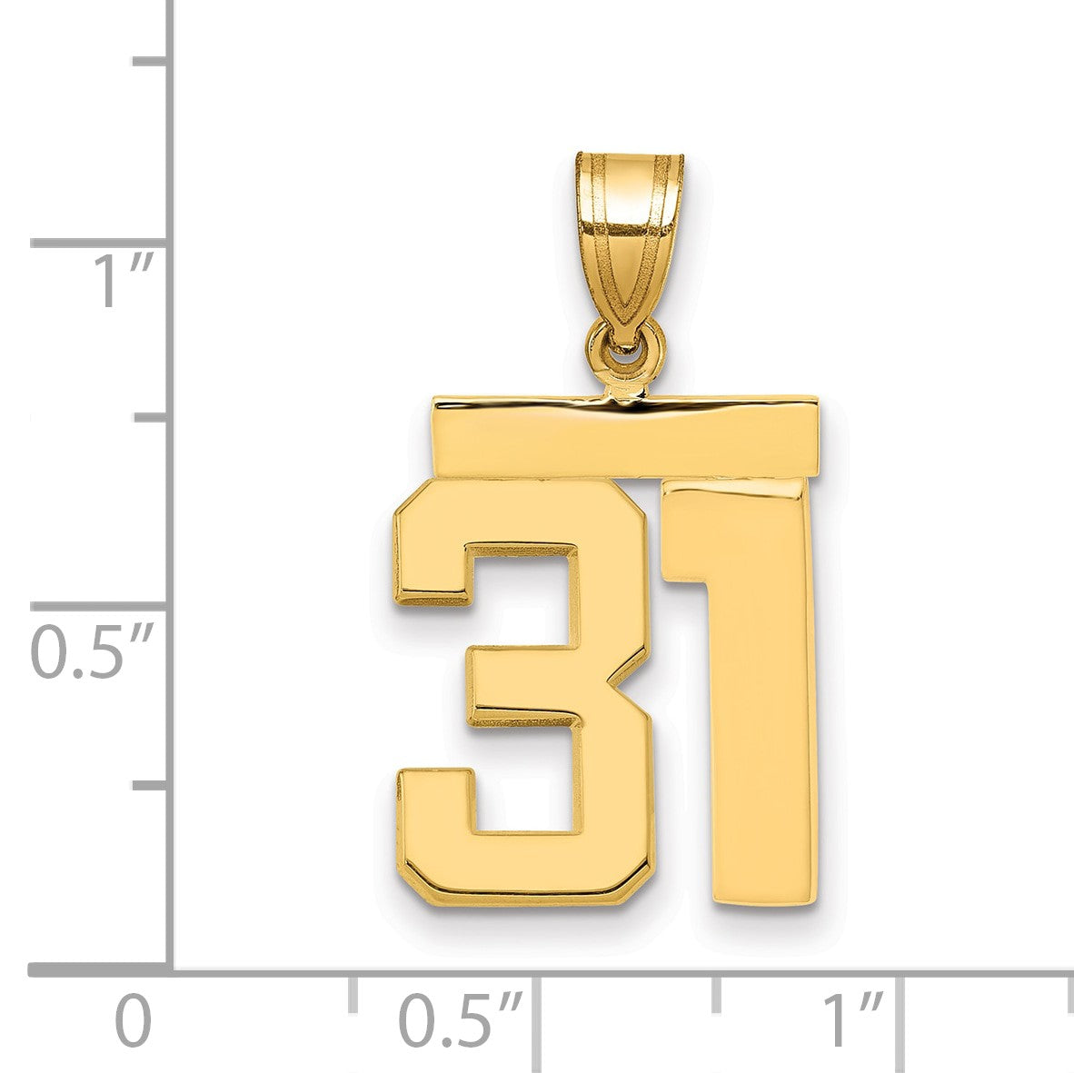 14K Gelbgold Zahl 31 Charm, mittelgroß, poliert