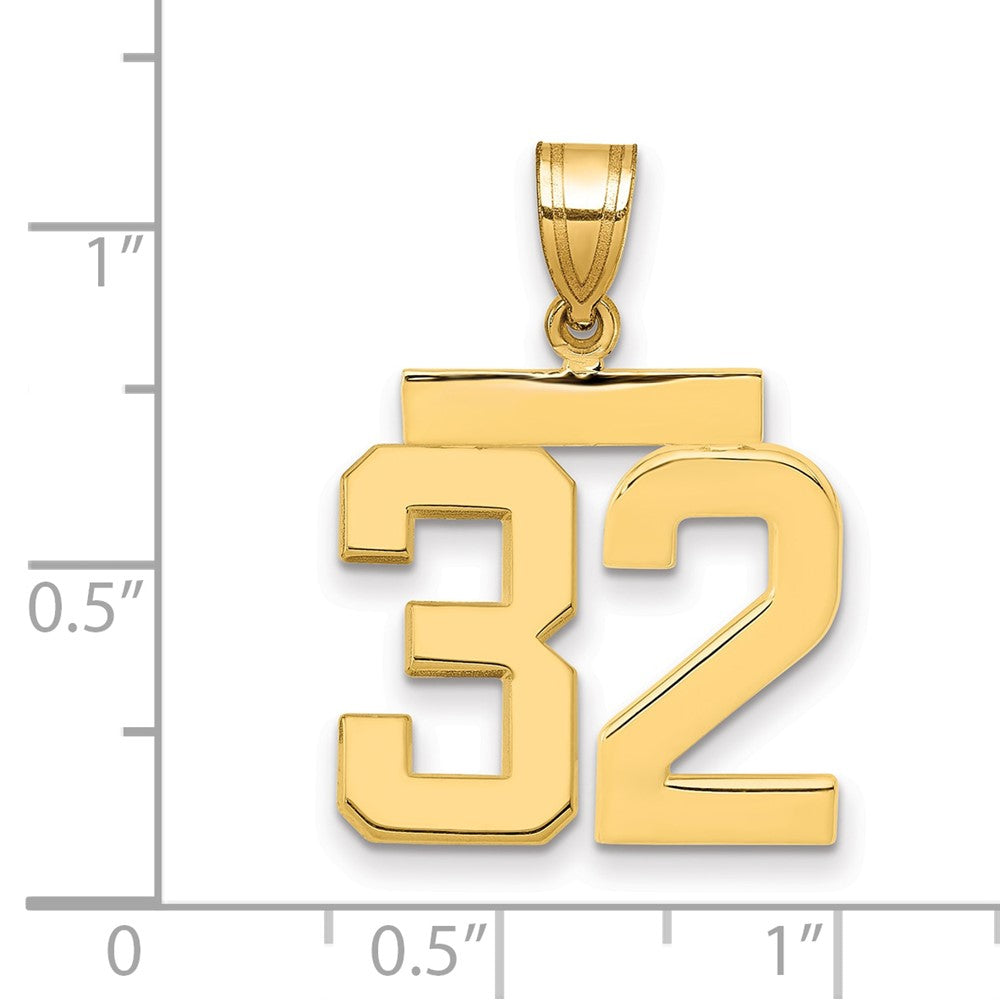 14K Gelbgold Mittelgroßer Polierter Zahl-32-Charm