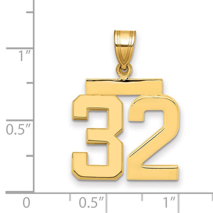 14K Gelbgold Mittelgroßer Polierter Zahl-32-Charm