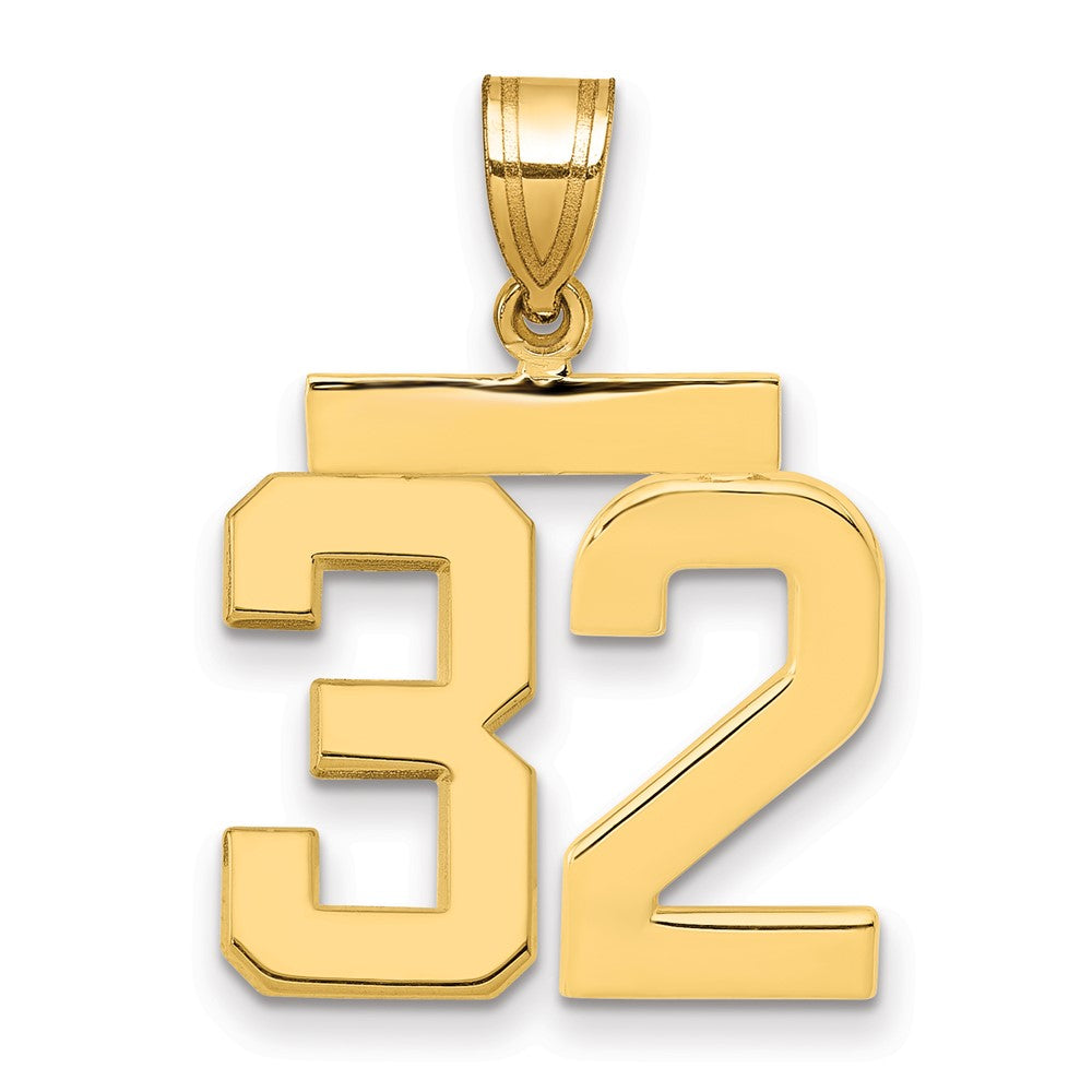14K Gelbgold Mittelgroßer Polierter Zahl-32-Charm