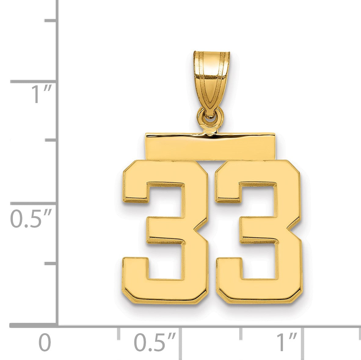 14K Gelbgold Charm „Zahl 33“, mittelgroß, poliert