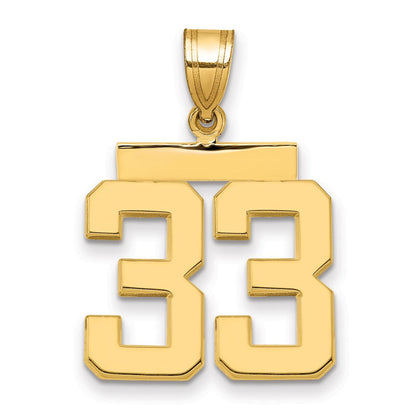 14K Gelbgold Charm „Zahl 33“, mittelgroß, poliert