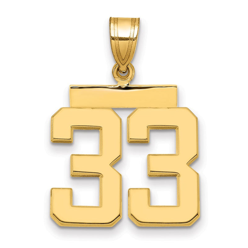 14K Gelbgold Charm „Zahl 33“, mittelgroß, poliert