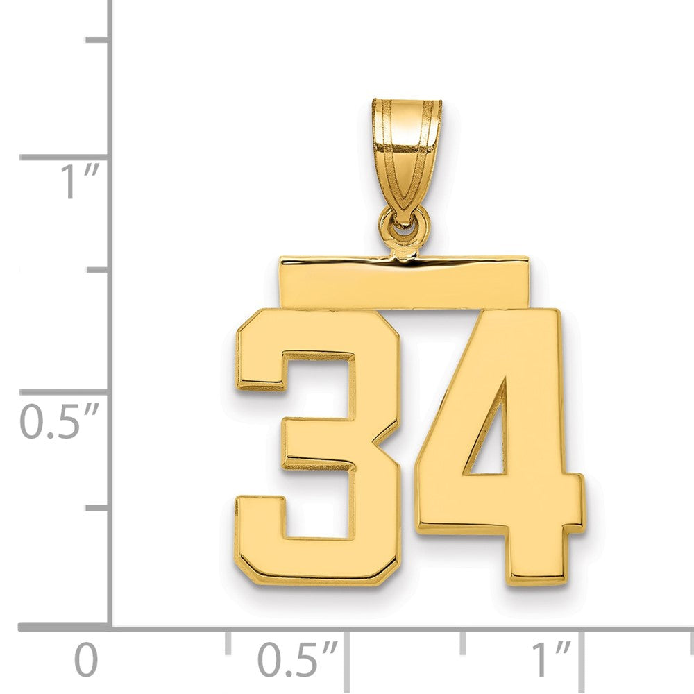 14K Gelbgold Charm "Nummer 34", mittelgroß, poliert