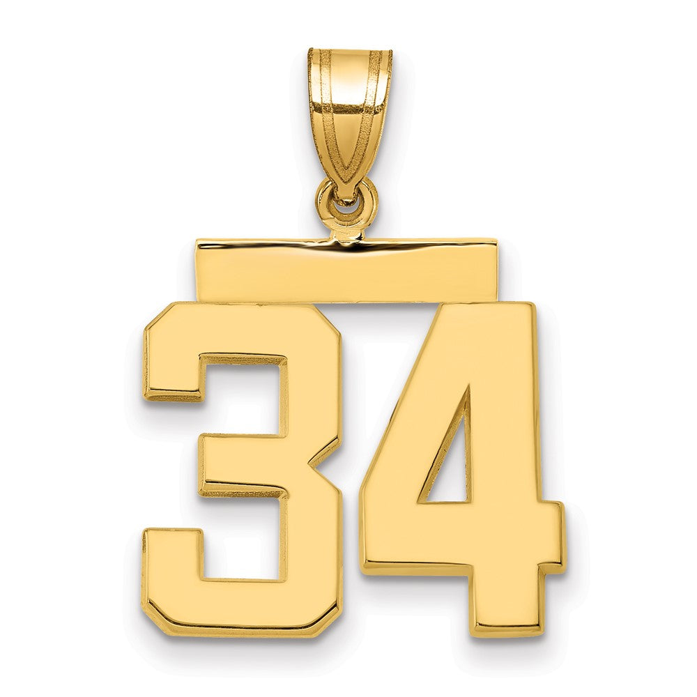 14K Gelbgold Charm "Nummer 34", mittelgroß, poliert