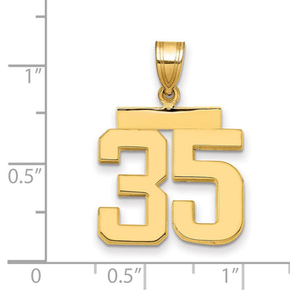 585 Gelbgold Medium Polierter Zahl-35-Charm