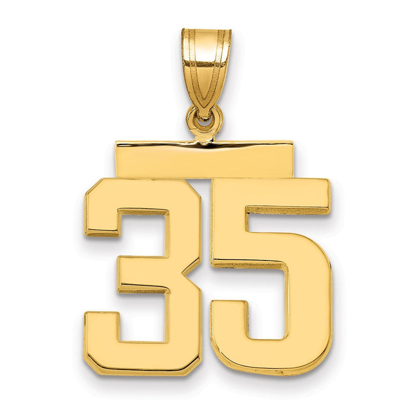 585 Gelbgold Medium Polierter Zahl-35-Charm