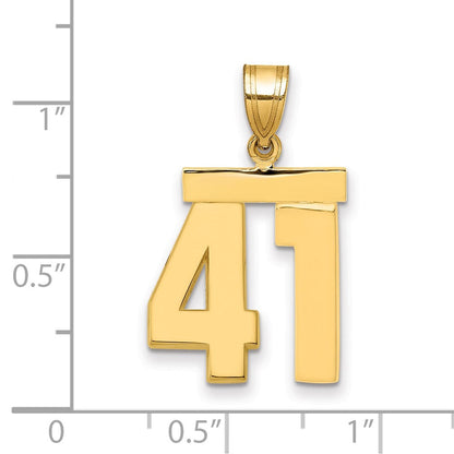 10K Gelbgold Mittel Poliert Zahl 41 Charm