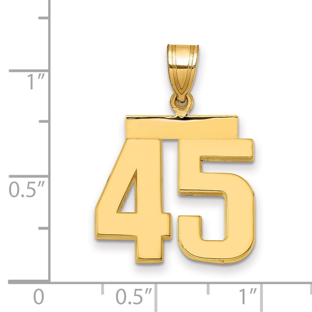 14K Gelbgold Charm „Nummer 45", mittelgroß, poliert